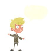 cartoon curious boy with speech bubble N34