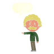 cartoon man with mustache pointing speech bubble N28