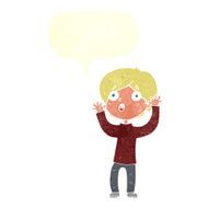 cartoon frightened man with speech bubble N76