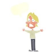 cartoon frightened man with speech bubble N77