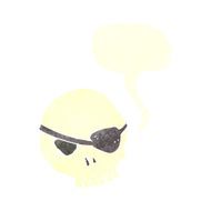 cartoon skull with eye patch speech bubble N10