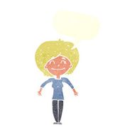 cartoon woman shrugging shoulders with speech bubble N452