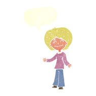 cartoon happy woman with speech bubble N234