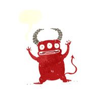 cartoon little devil with speech bubble N19