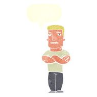 cartoon tough guy with folded arms speech bubble N10