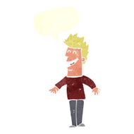 cartoon happy man with speech bubble N422