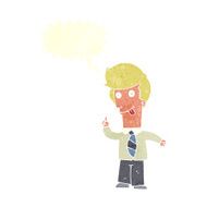 cartoon office man with crazy idea speech bubble N9