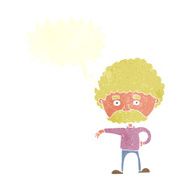 cartoon man with mustache making camp gesture speech bubble N10