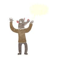 cartoon happy werewolf man with speech bubble N6
