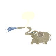 cartoon elephant squirting water with speech bubble N19