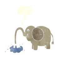 cartoon elephant squirting water with speech bubble N20