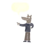 cartoon pointing wolf man with speech bubble N6