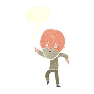 cartoon worried old man pointing with speech bubble N10
