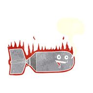 cartoon falling bomb with speech bubble N6