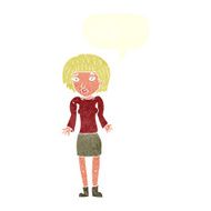 cartoon woman shrugging shoulders with speech bubble N453