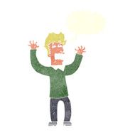 cartoon terrified man with speech bubble N199