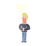 cartoon nervous man with speech bubble N126