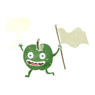 cartoon apple with flag speech bubble N9
