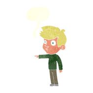 cartoon pointing boy with speech bubble N29