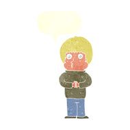 cartoon shy boy with speech bubble N19