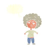 cartoon annoyed old woman with speech bubble N19