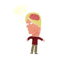 cartoon man with brain symbol speech bubble N19