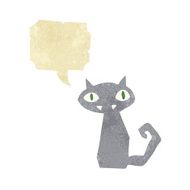 cartoon black cat with speech bubble N29