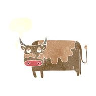 cartoon cow with speech bubble N35