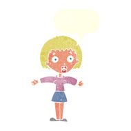 cartoon shocked woman with speech bubble N91