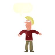 cartoon man shrugging shoulders with speech bubble N37