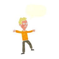 cartoon startled boy with speech bubble N28