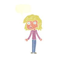 cartoon girl shrugging shoulders with speech bubble N28
