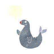cartoon seal with speech bubble N19