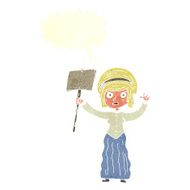 cartoon vicorian woman protesting with speech bubble N5