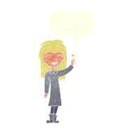 cartoon friendly witch girl with speech bubble N10