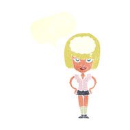 cartoon woman thinking with speech bubble N35