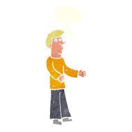 cartoon curious man with speech bubble N64