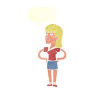 cartoon woman with hands on hips speech bubble N199
