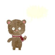 cartoon teddy bear waving with speech bubble N8