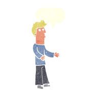 cartoon man explaining with speech bubble N19