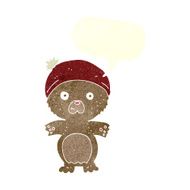 cartoon cute teddy bear in hat with speech bubble N12