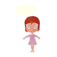cartoon girl in dress with speech bubble N10
