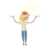 cartoon intelligent woman with speech bubble N19