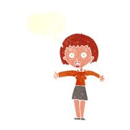 cartoon amazed woman with speech bubble N10