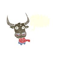 cartoon cow face with speech bubble N8