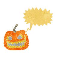 cartoon spooky pumpkin with speech bubble N19