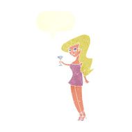 cartoon woman at party with speech bubble N19