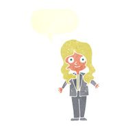cartoon friendly business woman with speech bubble N10