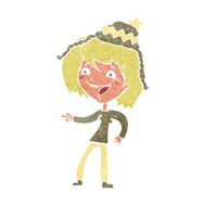 cartoon woman laughing and pointing with speech bubble N7