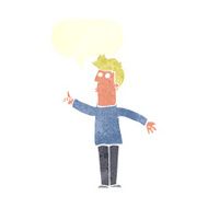 cartoon man advising caution with speech bubble N10
